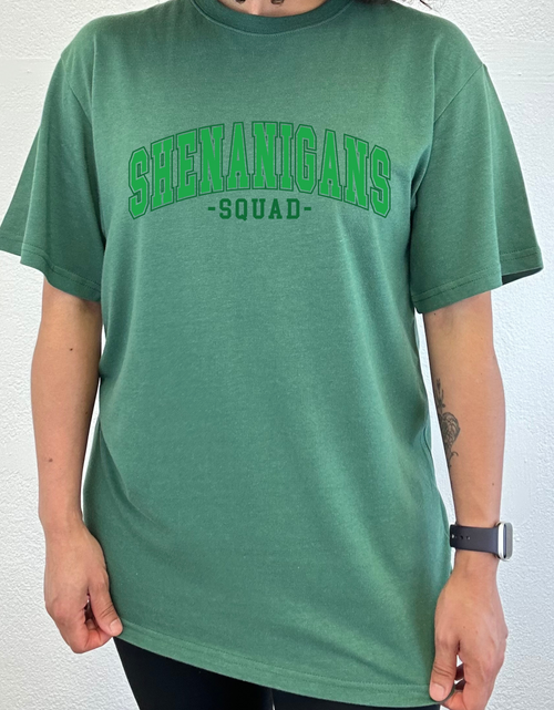 Load image into Gallery viewer, Shenanigans Squad Unisex Bamboo/Cotton Graphic T-Shirt
