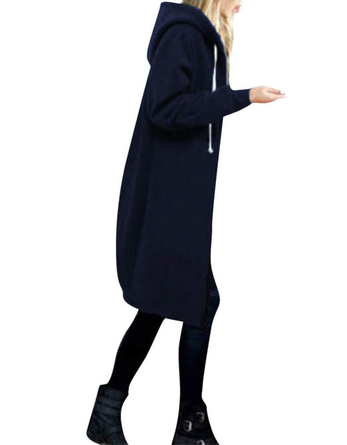 Load image into Gallery viewer, Long Hoodie for Women 2024 Casual Zip Up Drawstring Fleece Sweatshirt Oversized Jackets Coat Lightweight Fall Clothes
