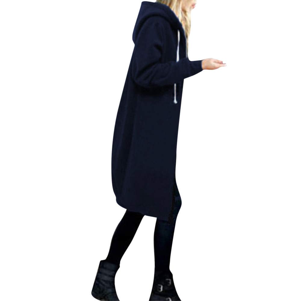 Long Hoodie for Women 2024 Casual Zip Up Drawstring Fleece Sweatshirt Oversized Jackets Coat Lightweight Fall Clothes