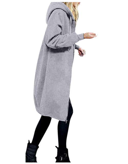 Load image into Gallery viewer, Long Hoodie for Women 2024 Casual Zip Up Drawstring Fleece Sweatshirt Oversized Jackets Coat Lightweight Fall Clothes
