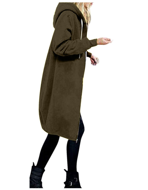 Load image into Gallery viewer, Long Hoodie for Women 2024 Casual Zip Up Drawstring Fleece Sweatshirt Oversized Jackets Coat Lightweight Fall Clothes
