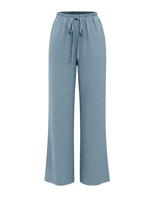 Load image into Gallery viewer, Linen Pants for Women - Wide Leg Elastic High Waist Casual Cotton Linen Pants Drawstring Plus Size Loose Trouser
