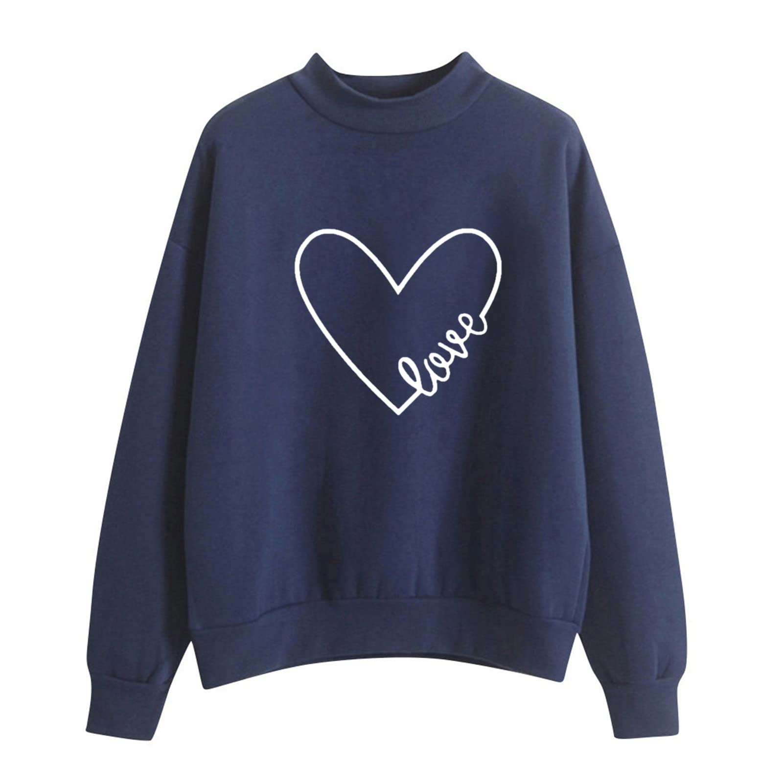 Crewneck Sweatshirts for Women Casual Cute Print Long Sleeve Pullover Lightweight Loose Fit Fleece Tops Fall Clothes