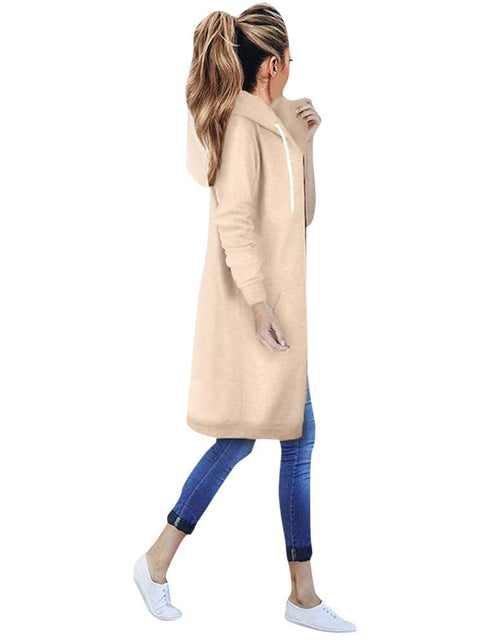 Load image into Gallery viewer, Long Hoodie for Women 2024 Casual Zip Up Drawstring Fleece Sweatshirt Oversized Jackets Coat Lightweight Fall Clothes
