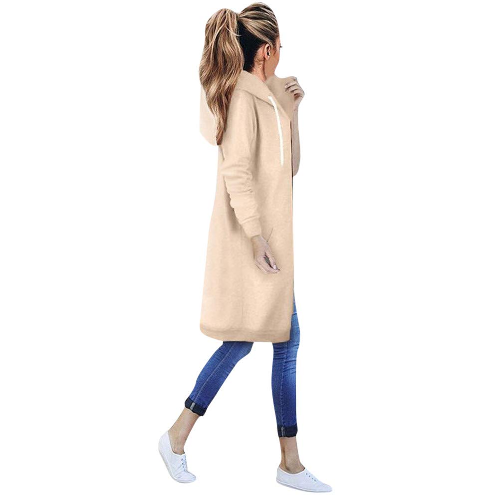 Long Hoodie for Women 2024 Casual Zip Up Drawstring Fleece Sweatshirt Oversized Jackets Coat Lightweight Fall Clothes