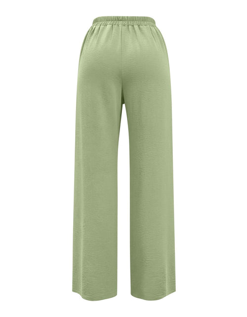 Load image into Gallery viewer, Linen Pants for Women - Wide Leg Elastic High Waist Casual Cotton Linen Pants Drawstring Plus Size Loose Trouser
