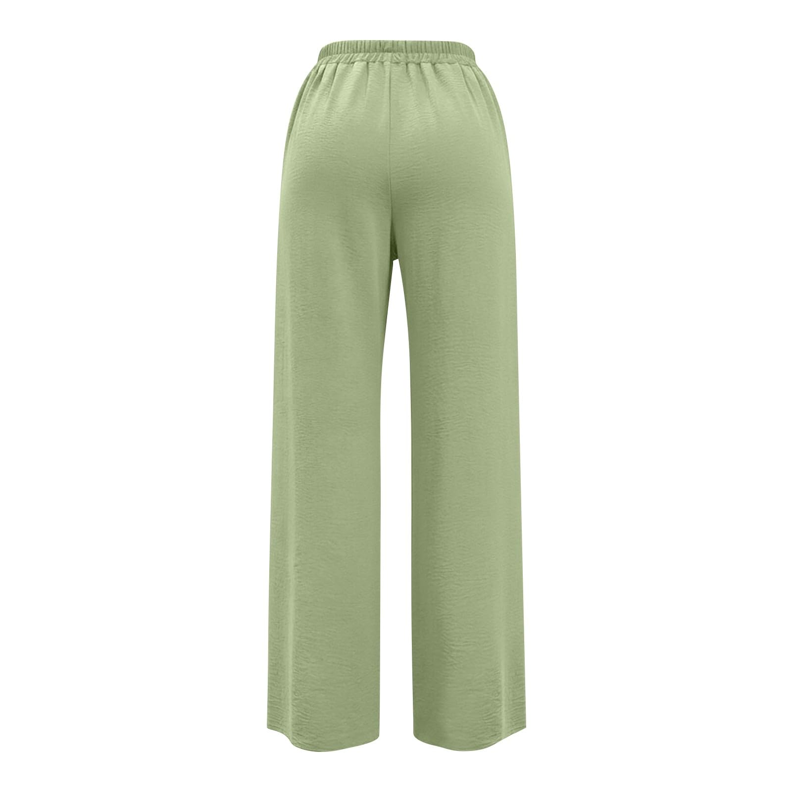 Linen Pants for Women - Wide Leg Elastic High Waist Casual Cotton Linen Pants Drawstring Plus Size Loose Trouser