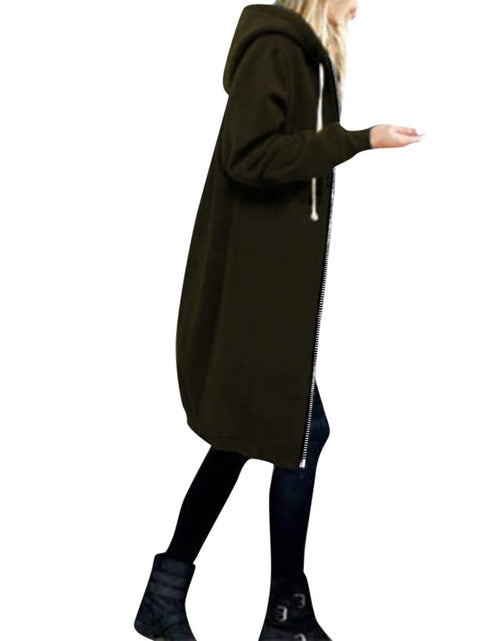 Load image into Gallery viewer, Long Hoodie for Women 2024 Casual Zip Up Drawstring Fleece Sweatshirt Oversized Jackets Coat Lightweight Fall Clothes
