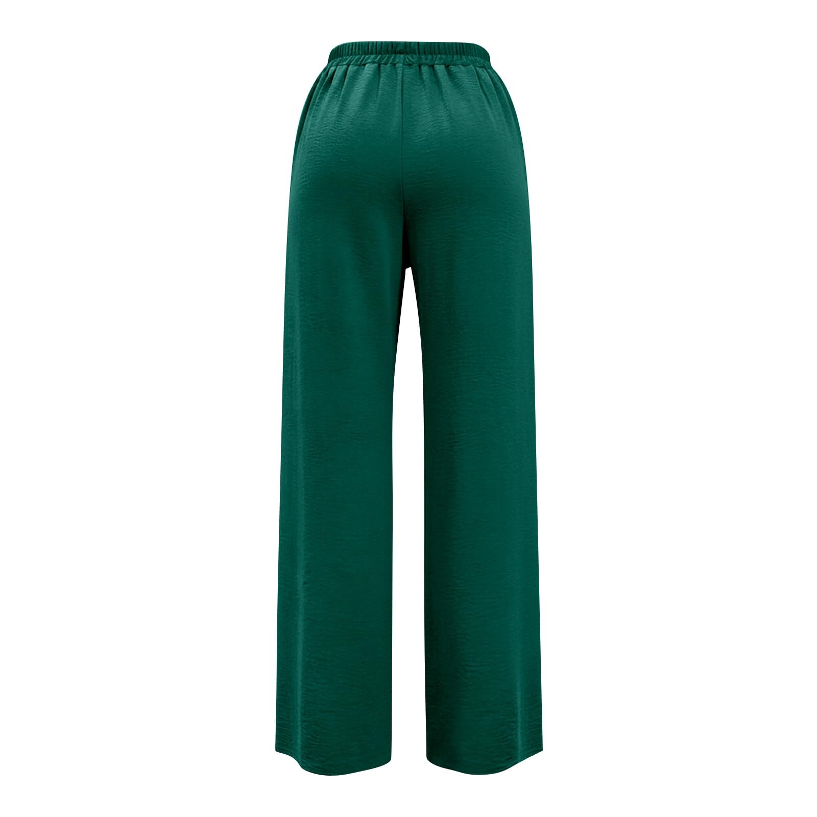 Linen Pants for Women - Wide Leg Elastic High Waist Casual Cotton Linen Pants Drawstring Plus Size Loose Trouser