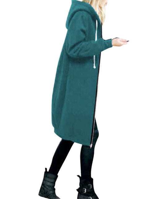 Load image into Gallery viewer, Long Hoodie for Women 2024 Casual Zip Up Drawstring Fleece Sweatshirt Oversized Jackets Coat Lightweight Fall Clothes
