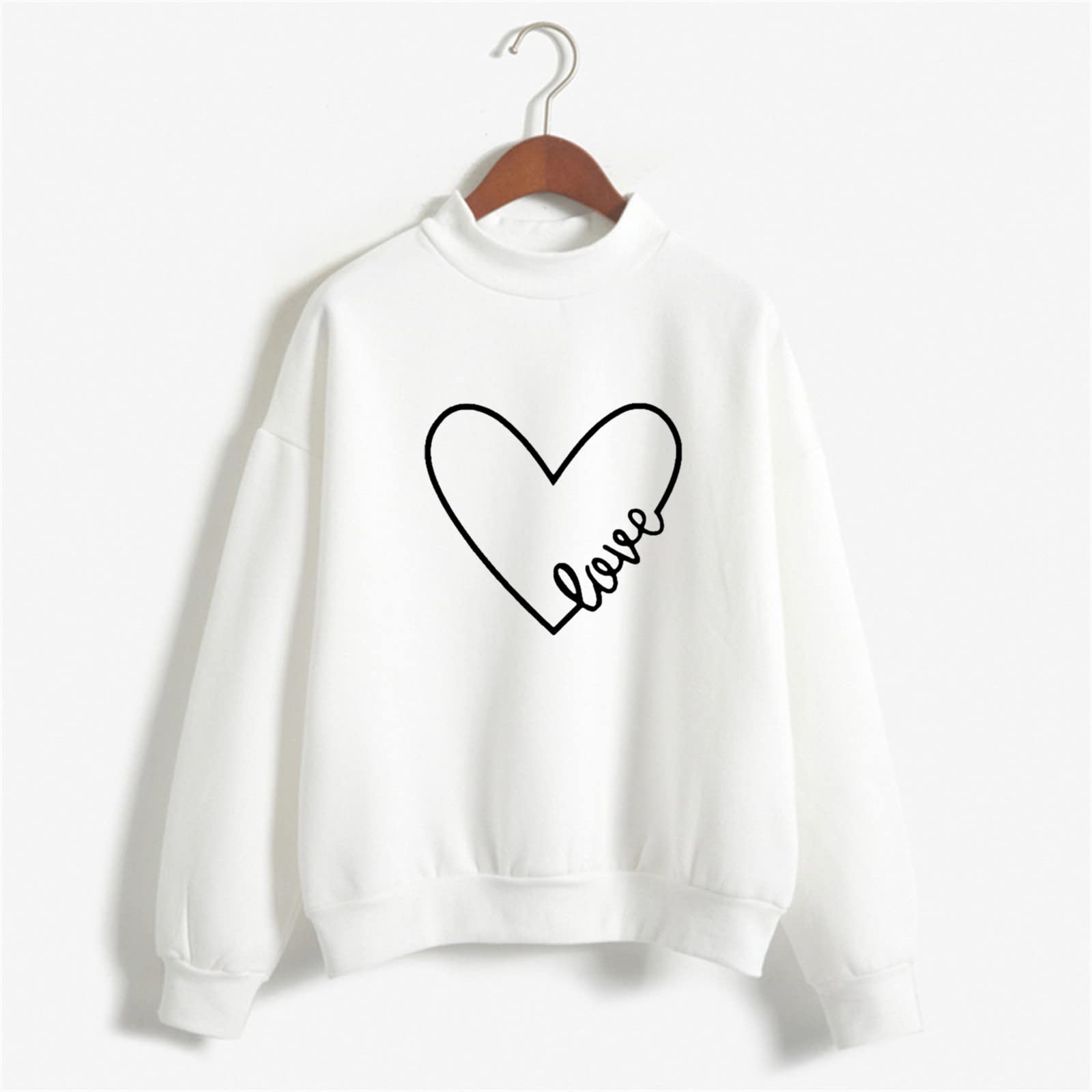 Crewneck Sweatshirts for Women Casual Cute Print Long Sleeve Pullover Lightweight Loose Fit Fleece Tops Fall Clothes
