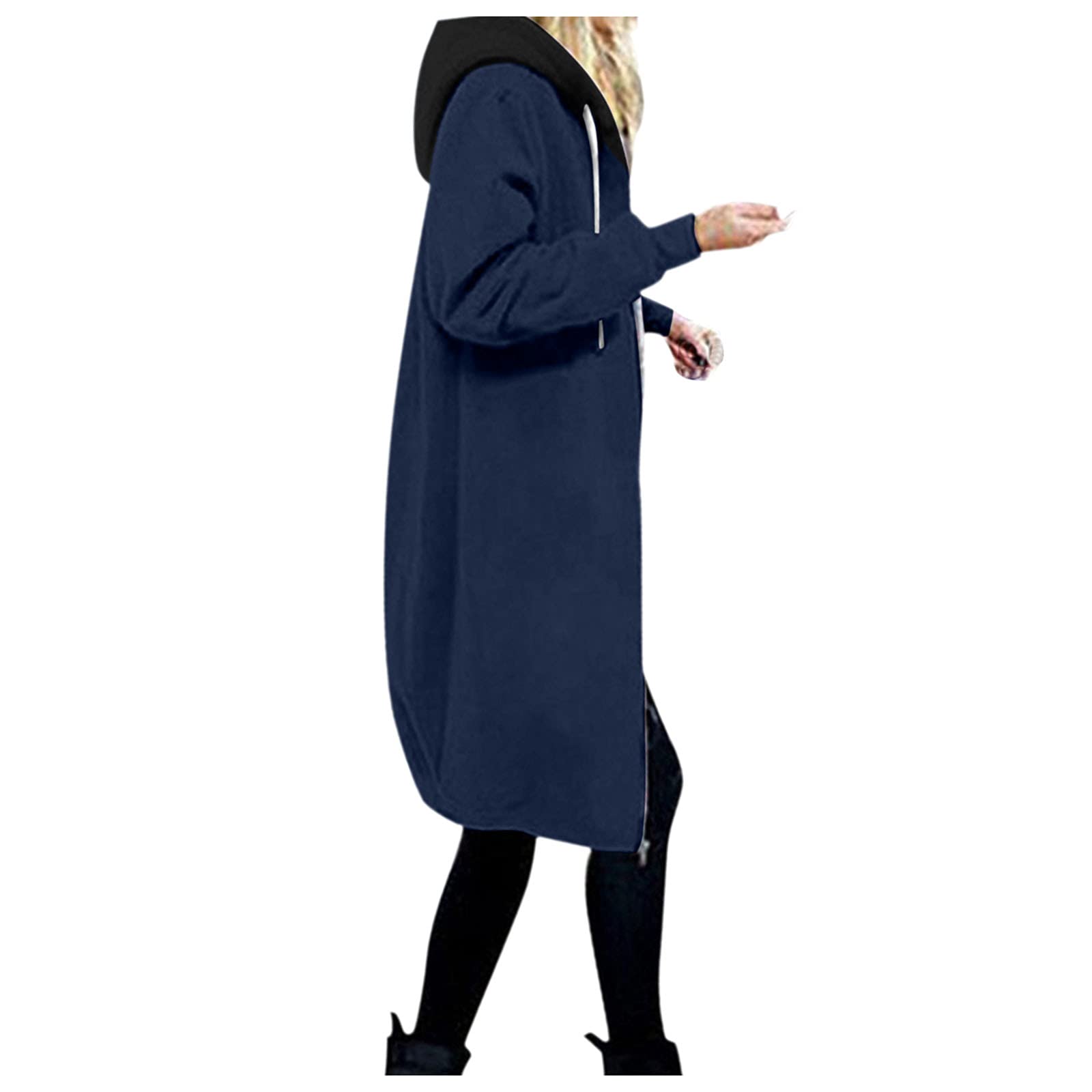 Long Hoodie for Women 2024 Casual Zip Up Drawstring Fleece Sweatshirt Oversized Jackets Coat Lightweight Fall Clothes