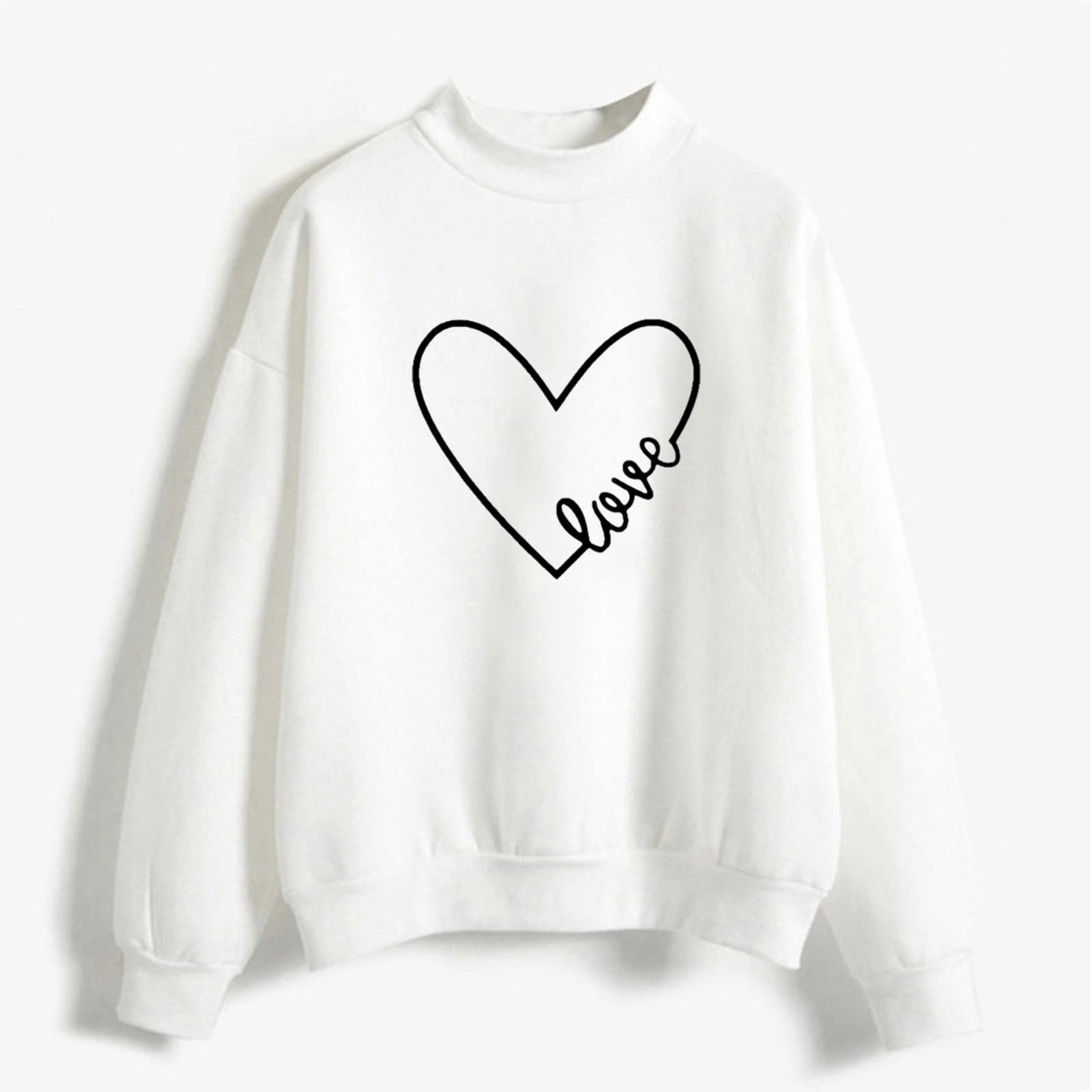 Crewneck Sweatshirts for Women Casual Cute Print Long Sleeve Pullover Lightweight Loose Fit Fleece Tops Fall Clothes