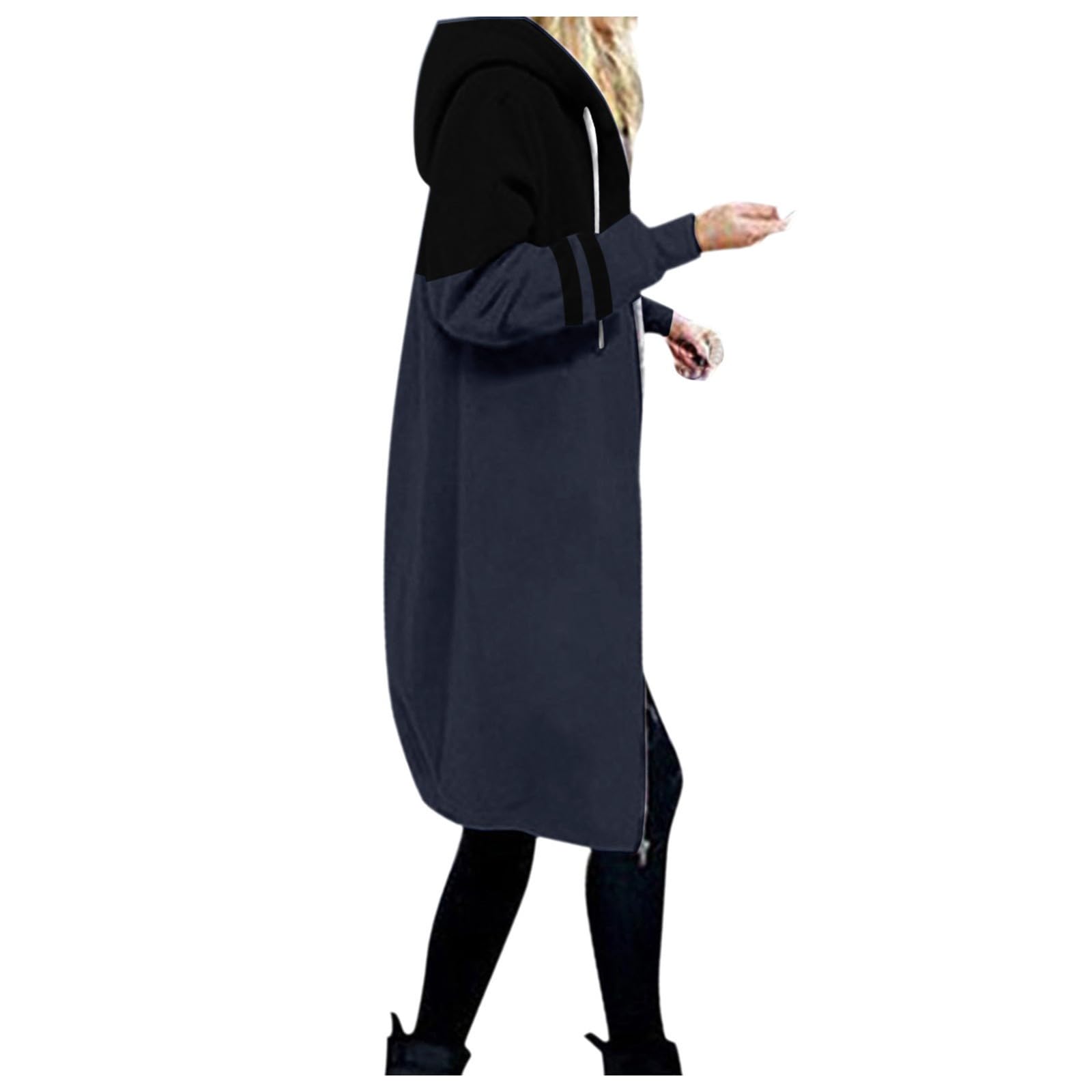 Long Hoodie for Women 2024 Casual Zip Up Drawstring Fleece Sweatshirt Oversized Jackets Coat Lightweight Fall Clothes