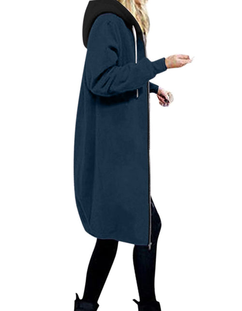 Load image into Gallery viewer, Long Hoodie for Women 2024 Casual Zip Up Drawstring Fleece Sweatshirt Oversized Jackets Coat Lightweight Fall Clothes
