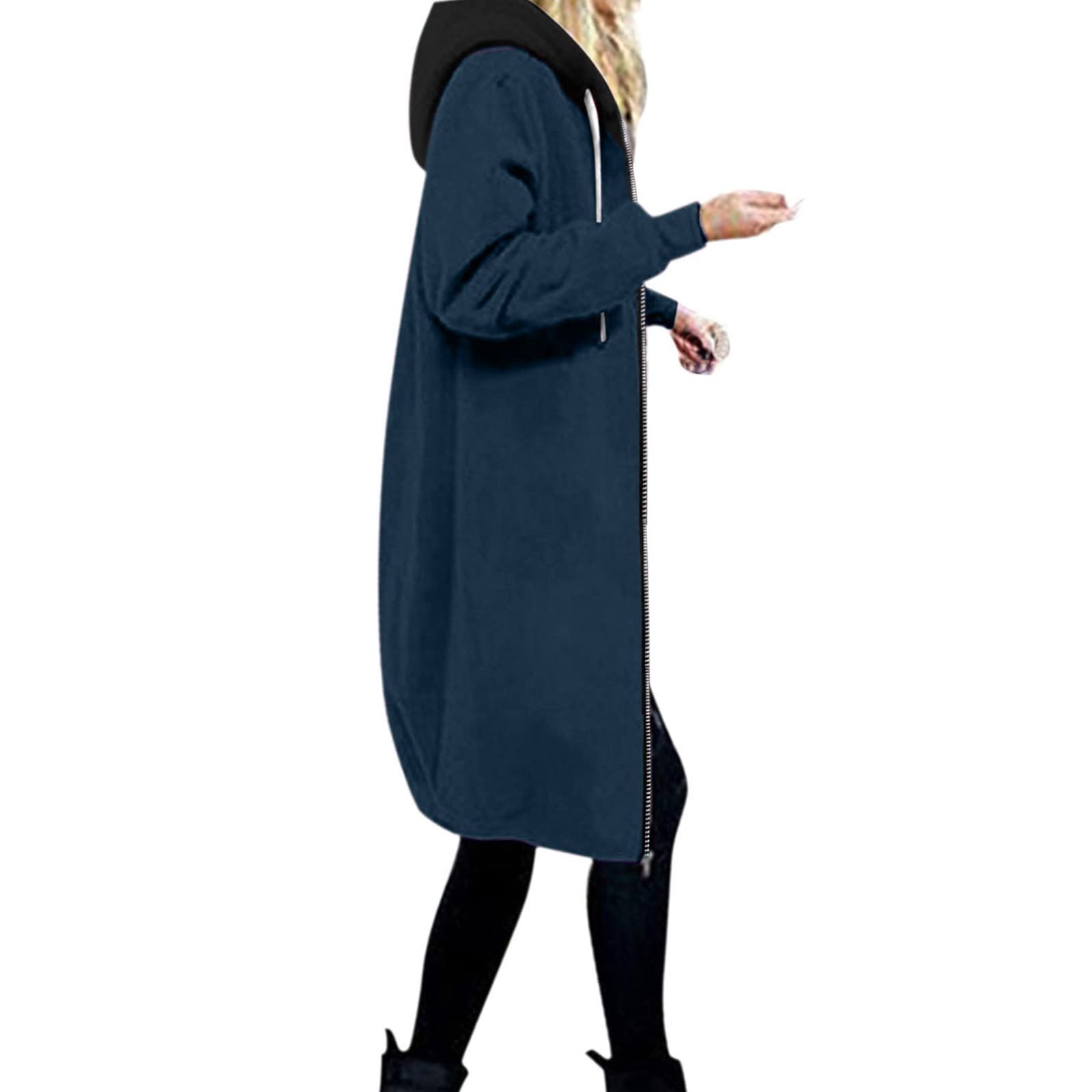 Long Hoodie for Women 2024 Casual Zip Up Drawstring Fleece Sweatshirt Oversized Jackets Coat Lightweight Fall Clothes
