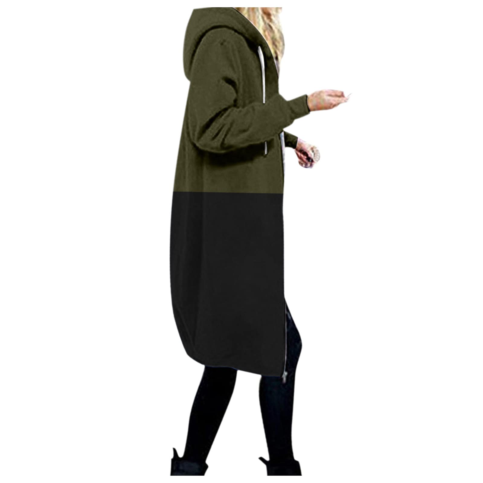 Long Hoodie for Women 2024 Casual Zip Up Drawstring Fleece Sweatshirt Oversized Jackets Coat Lightweight Fall Clothes