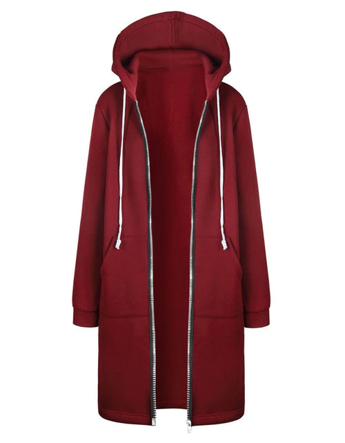 Load image into Gallery viewer, Long Hoodie for Women 2024 Casual Zip Up Drawstring Fleece Sweatshirt Oversized Jackets Coat Lightweight Fall Clothes
