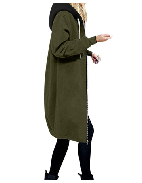 Load image into Gallery viewer, Long Hoodie for Women 2024 Casual Zip Up Drawstring Fleece Sweatshirt Oversized Jackets Coat Lightweight Fall Clothes
