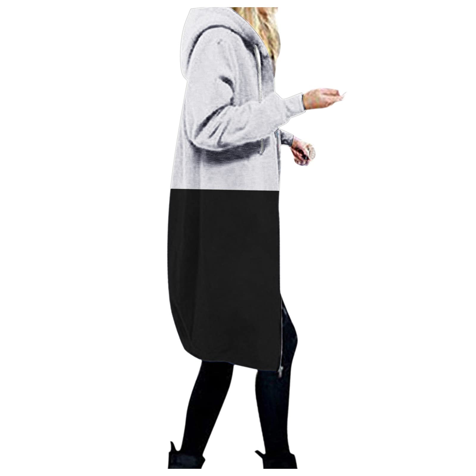 Long Hoodie for Women 2024 Casual Zip Up Drawstring Fleece Sweatshirt Oversized Jackets Coat Lightweight Fall Clothes
