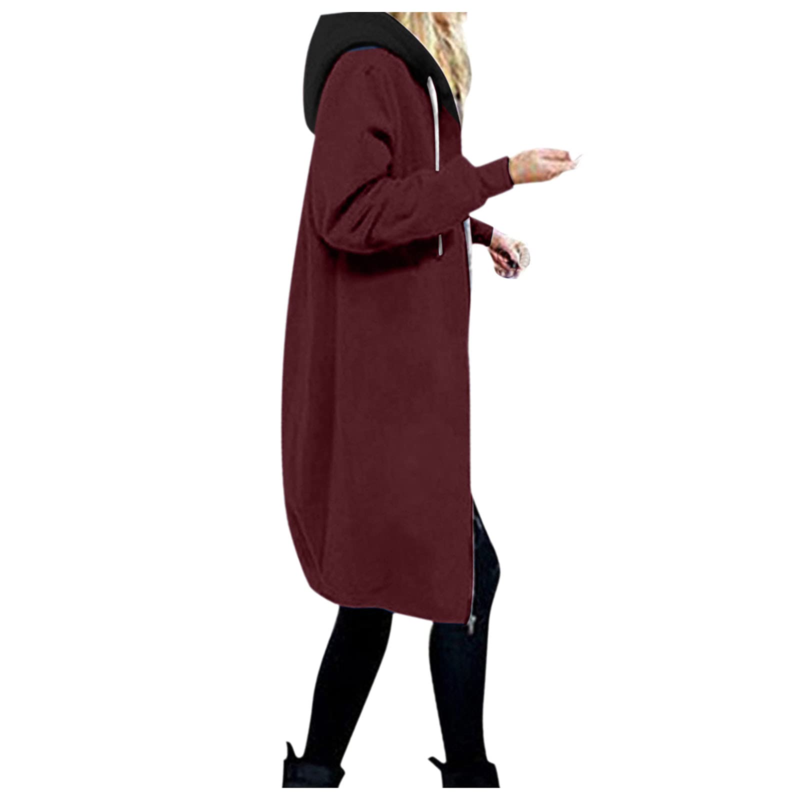Long Hoodie for Women 2024 Casual Zip Up Drawstring Fleece Sweatshirt Oversized Jackets Coat Lightweight Fall Clothes