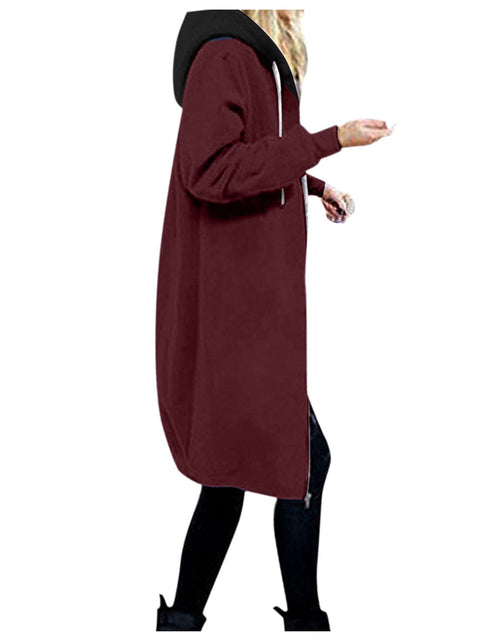 Load image into Gallery viewer, Long Hoodie for Women 2024 Casual Zip Up Drawstring Fleece Sweatshirt Oversized Jackets Coat Lightweight Fall Clothes
