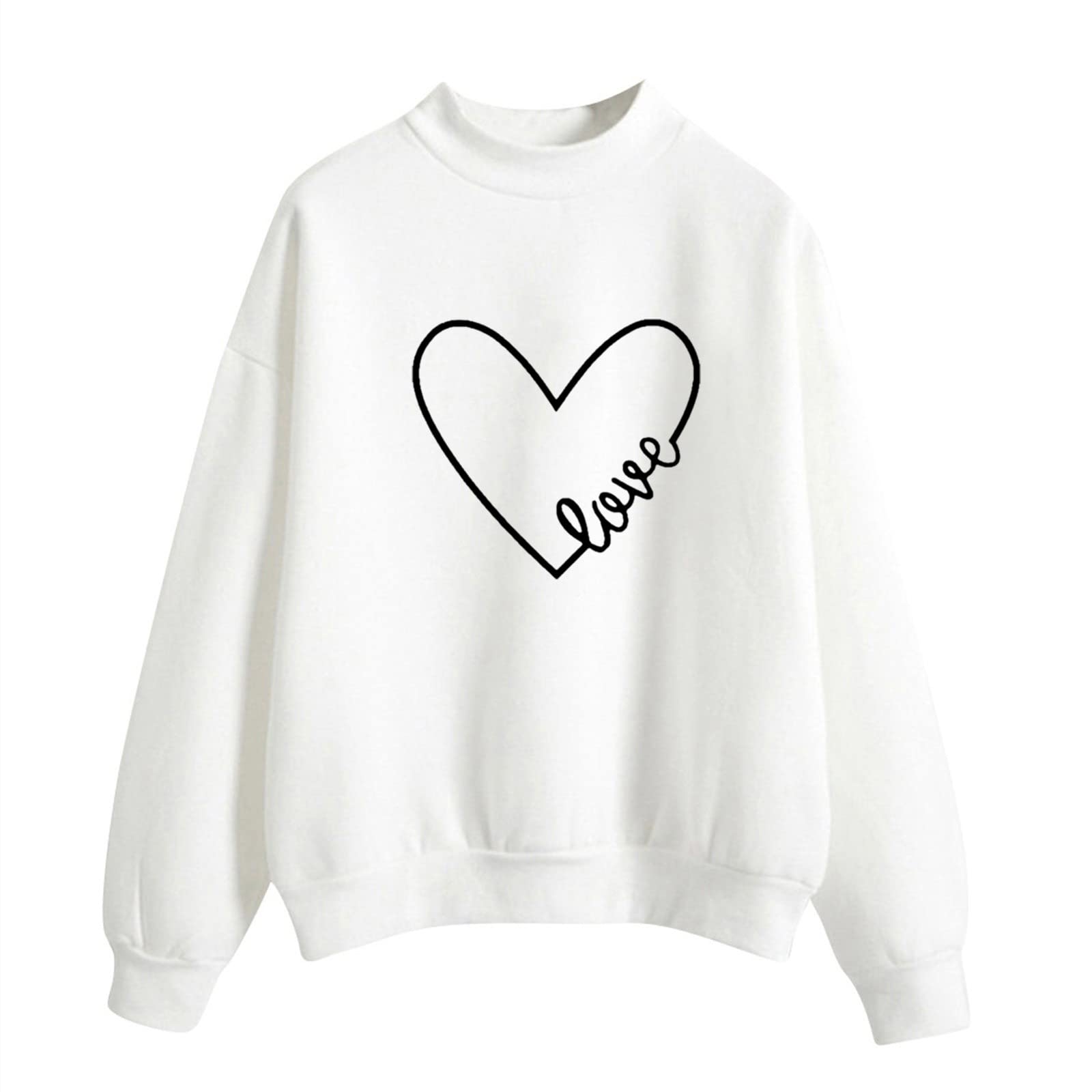Crewneck Sweatshirts for Women Casual Cute Print Long Sleeve Pullover Lightweight Loose Fit Fleece Tops Fall Clothes