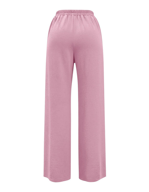 Load image into Gallery viewer, Linen Pants for Women - Wide Leg Elastic High Waist Casual Cotton Linen Pants Drawstring Plus Size Loose Trouser
