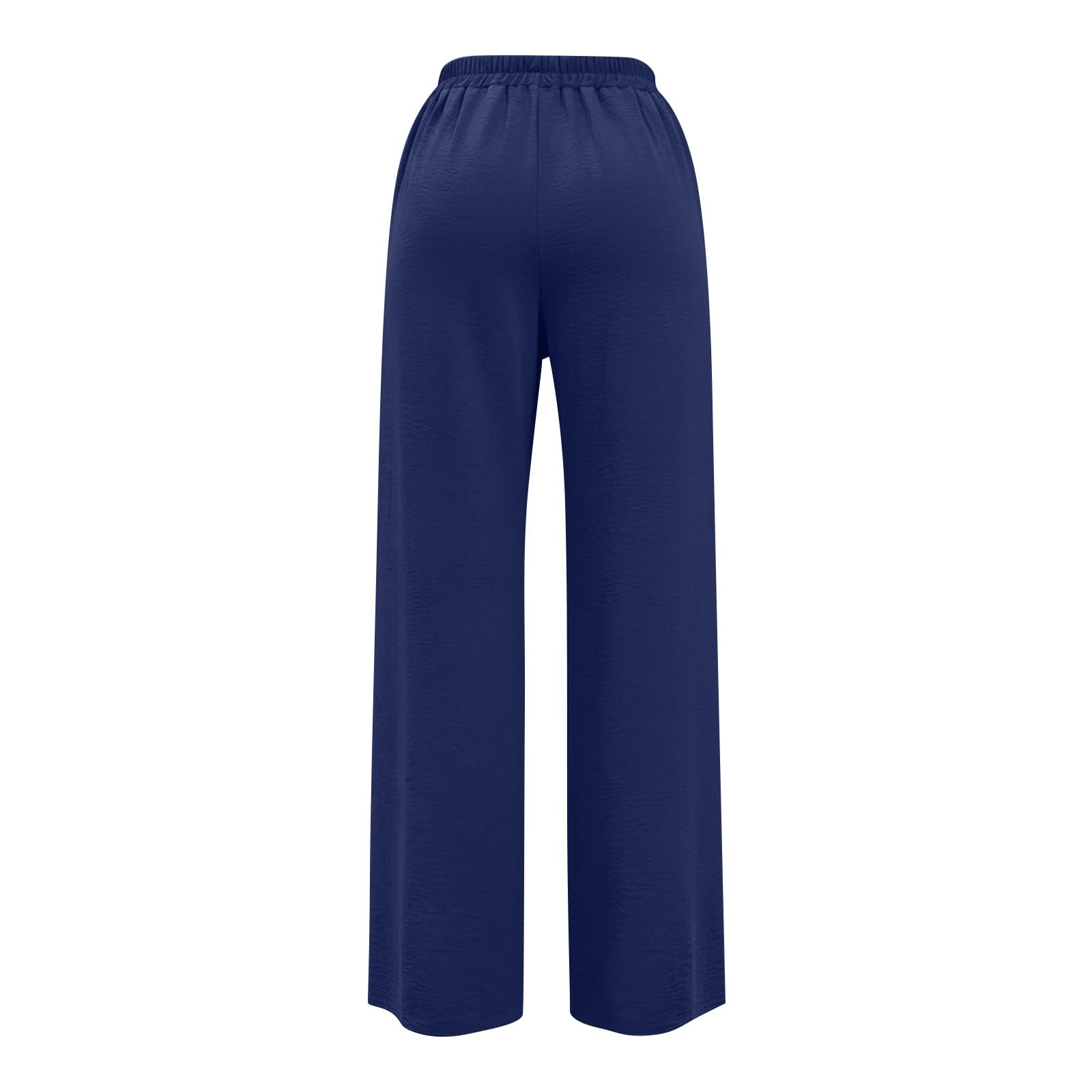 Linen Pants for Women - Wide Leg Elastic High Waist Casual Cotton Linen Pants Drawstring Plus Size Loose Trouser