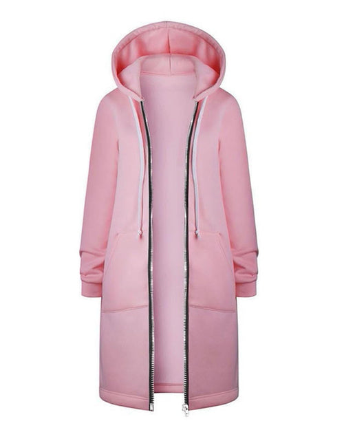 Load image into Gallery viewer, Long Hoodie for Women 2024 Casual Zip Up Drawstring Fleece Sweatshirt Oversized Jackets Coat Lightweight Fall Clothes
