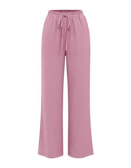 Load image into Gallery viewer, Linen Pants for Women - Wide Leg Elastic High Waist Casual Cotton Linen Pants Drawstring Plus Size Loose Trouser
