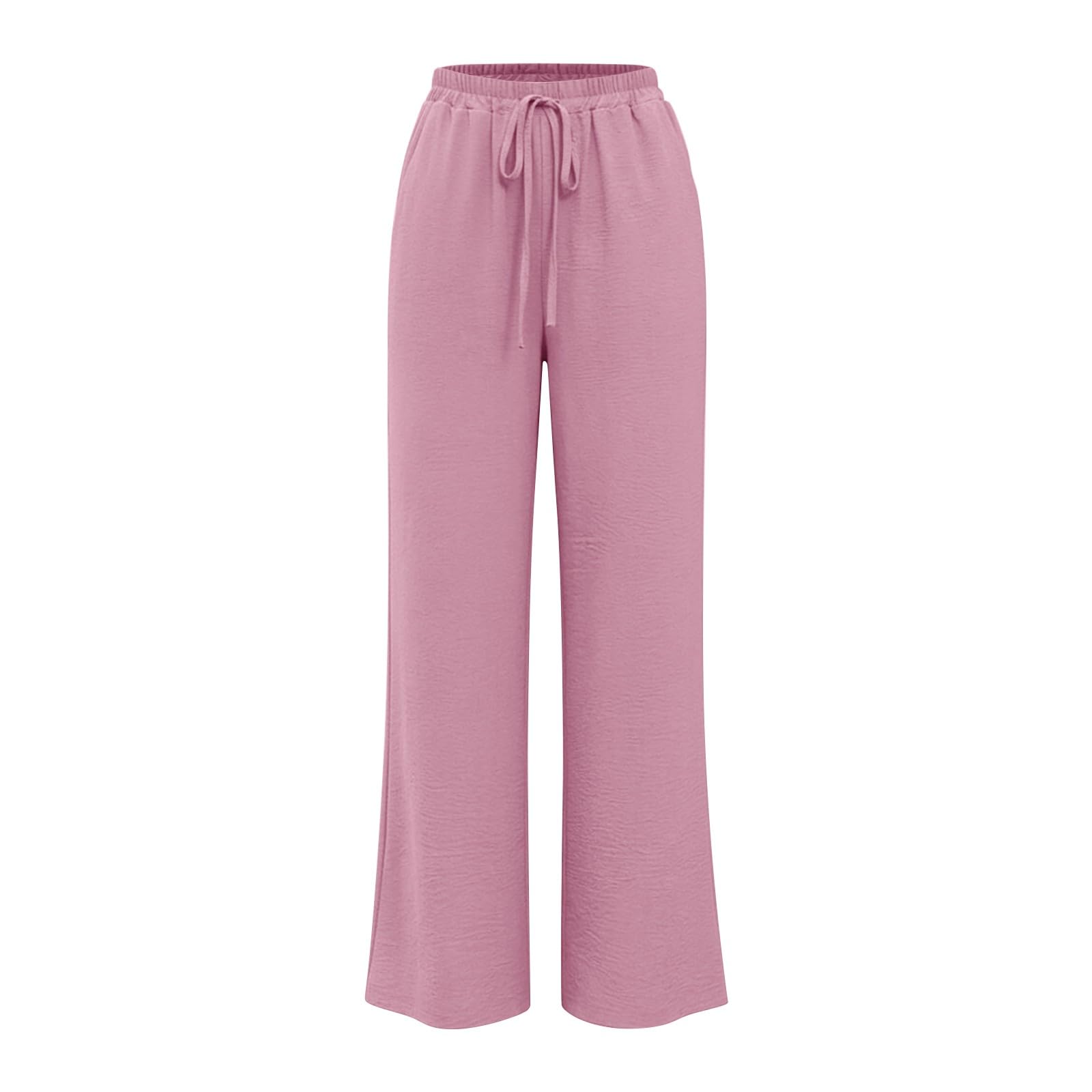 Linen Pants for Women - Wide Leg Elastic High Waist Casual Cotton Linen Pants Drawstring Plus Size Loose Trouser