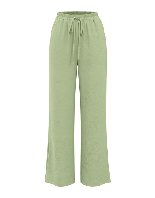 Load image into Gallery viewer, Linen Pants for Women - Wide Leg Elastic High Waist Casual Cotton Linen Pants Drawstring Plus Size Loose Trouser
