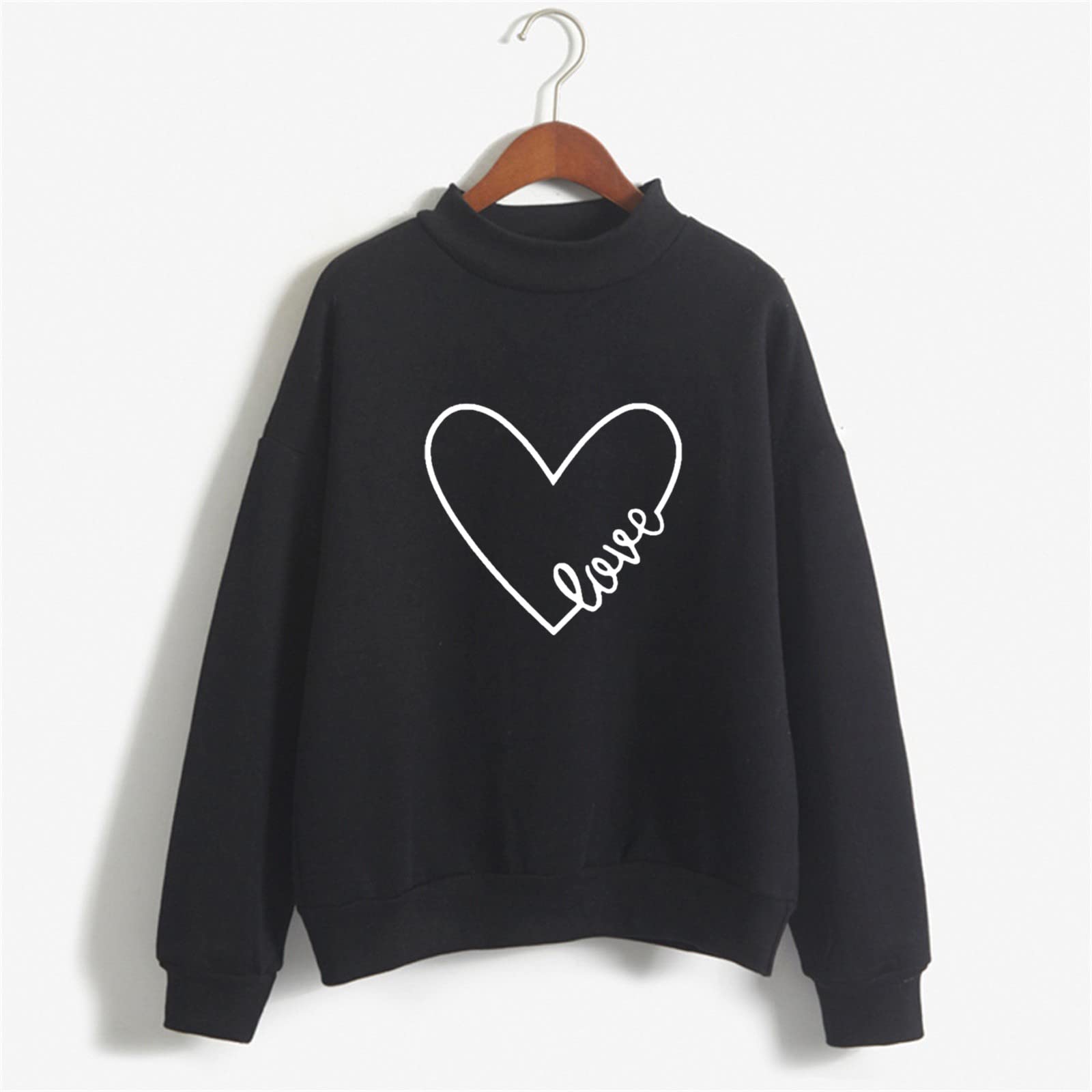 Crewneck Sweatshirts for Women Casual Cute Print Long Sleeve Pullover Lightweight Loose Fit Fleece Tops Fall Clothes