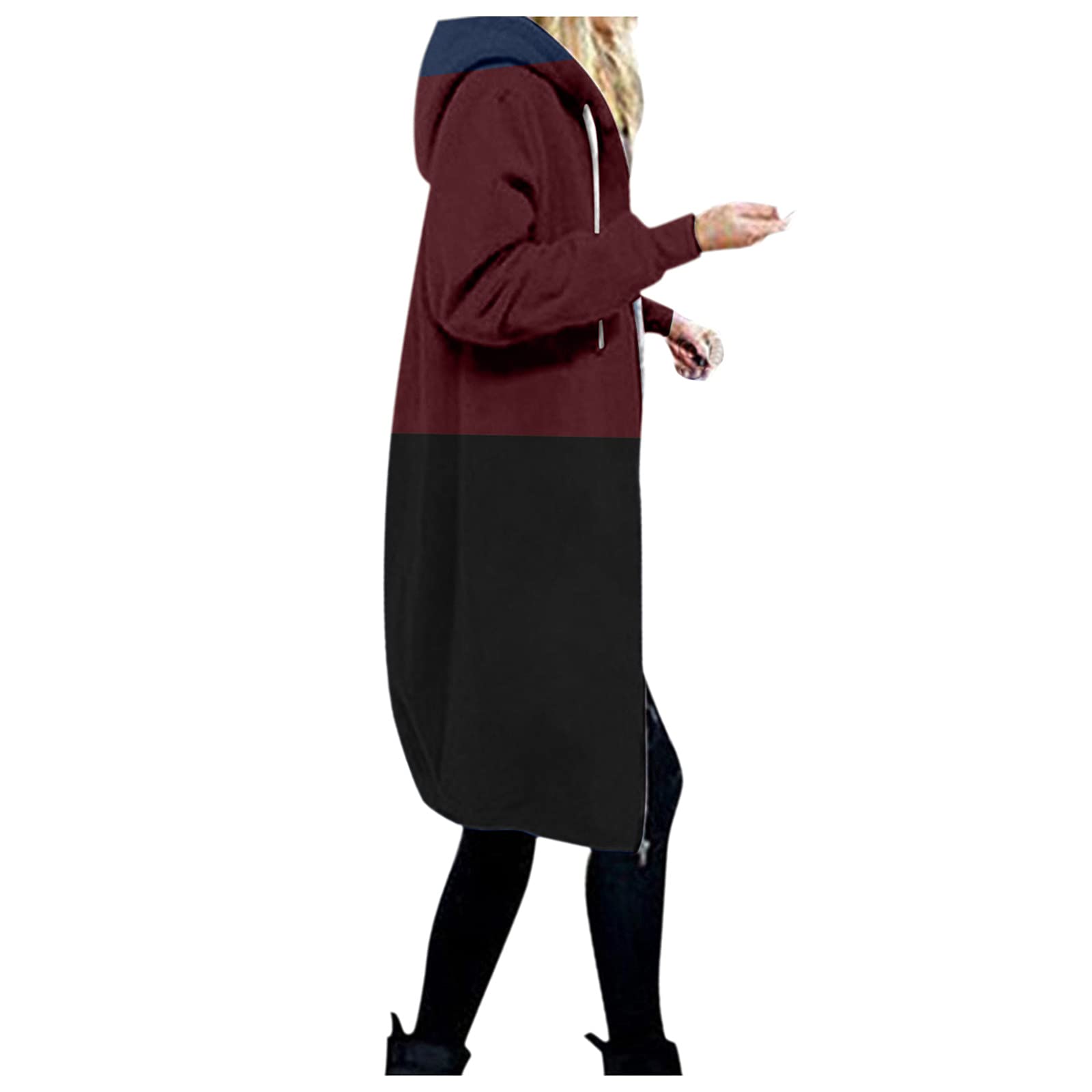Long Hoodie for Women 2024 Casual Zip Up Drawstring Fleece Sweatshirt Oversized Jackets Coat Lightweight Fall Clothes