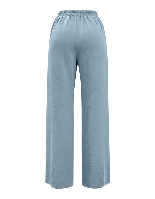 Load image into Gallery viewer, Linen Pants for Women - Wide Leg Elastic High Waist Casual Cotton Linen Pants Drawstring Plus Size Loose Trouser
