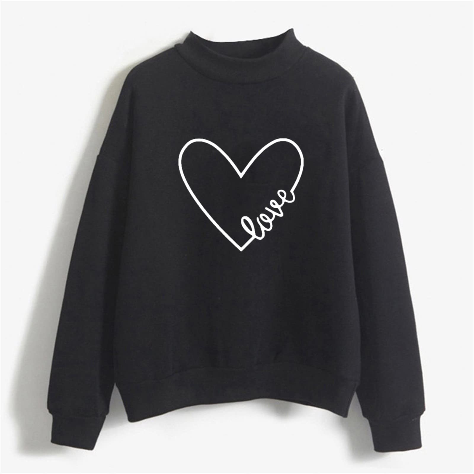 Crewneck Sweatshirts for Women Casual Cute Print Long Sleeve Pullover Lightweight Loose Fit Fleece Tops Fall Clothes