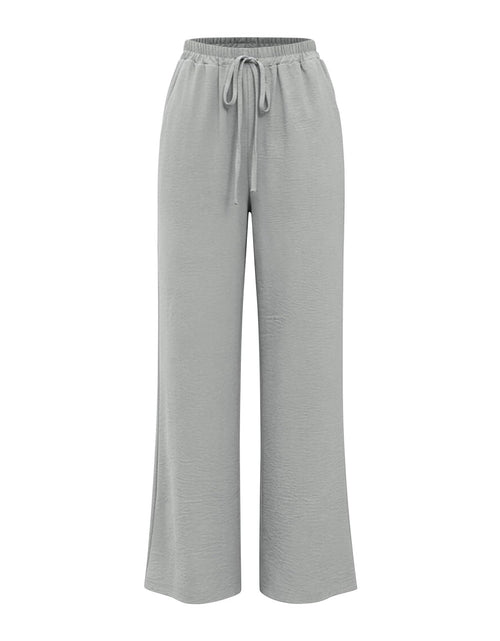 Load image into Gallery viewer, Linen Pants for Women - Wide Leg Elastic High Waist Casual Cotton Linen Pants Drawstring Plus Size Loose Trouser
