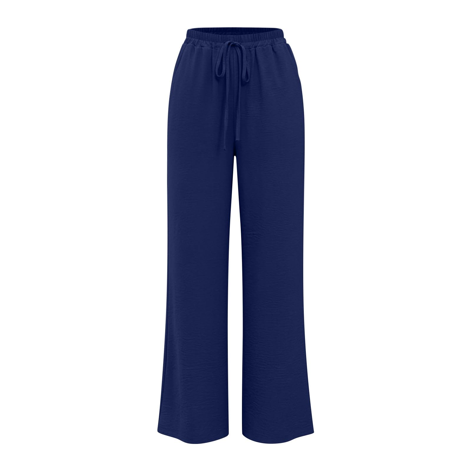 Linen Pants for Women - Wide Leg Elastic High Waist Casual Cotton Linen Pants Drawstring Plus Size Loose Trouser