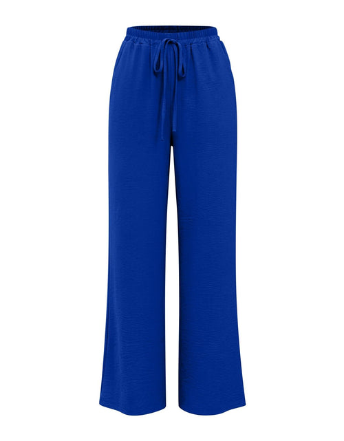 Load image into Gallery viewer, Linen Pants for Women - Wide Leg Elastic High Waist Casual Cotton Linen Pants Drawstring Plus Size Loose Trouser
