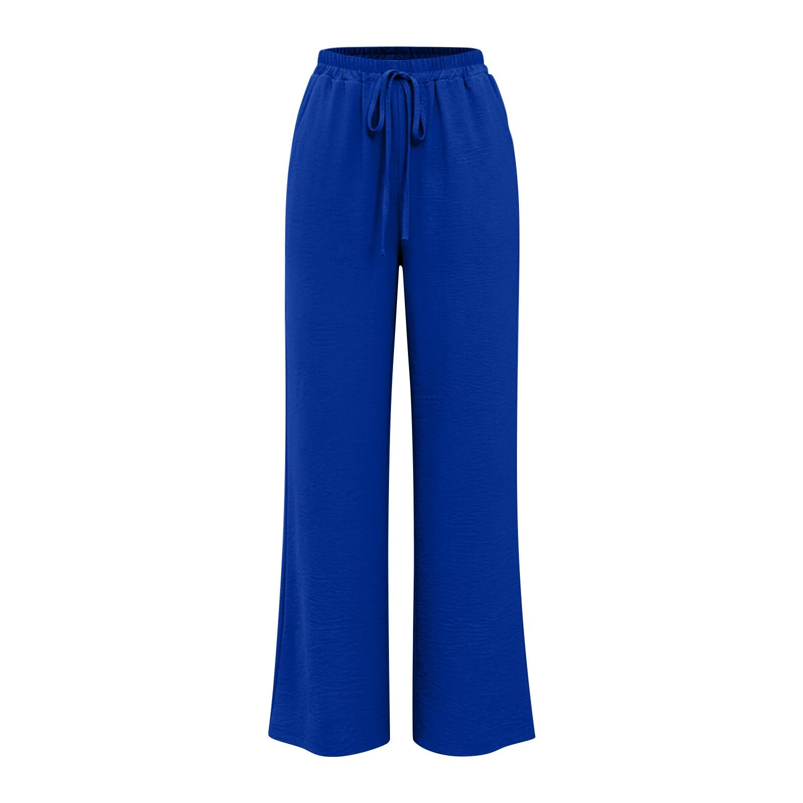 Linen Pants for Women - Wide Leg Elastic High Waist Casual Cotton Linen Pants Drawstring Plus Size Loose Trouser