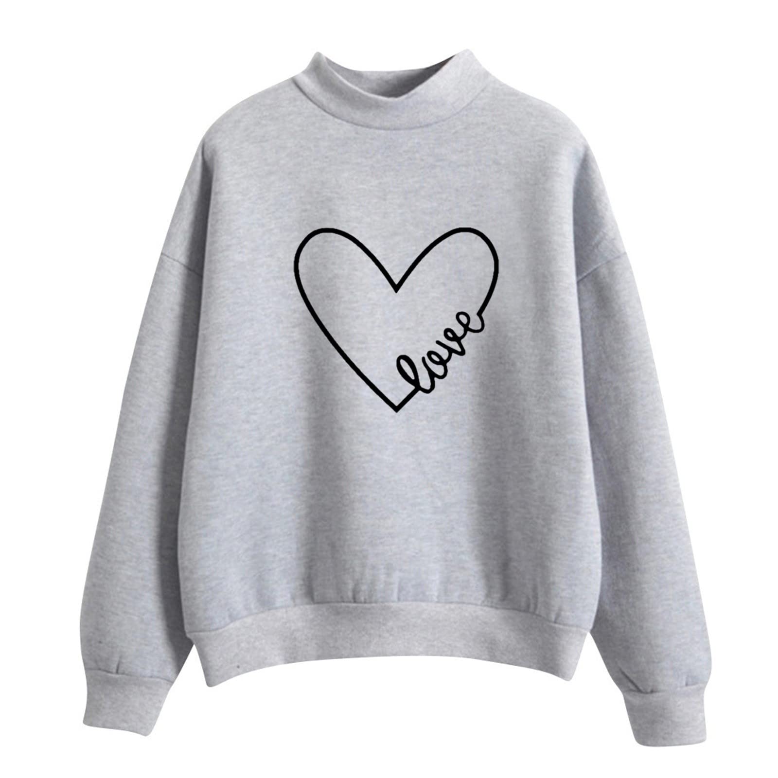 Crewneck Sweatshirts for Women Casual Cute Print Long Sleeve Pullover Lightweight Loose Fit Fleece Tops Fall Clothes