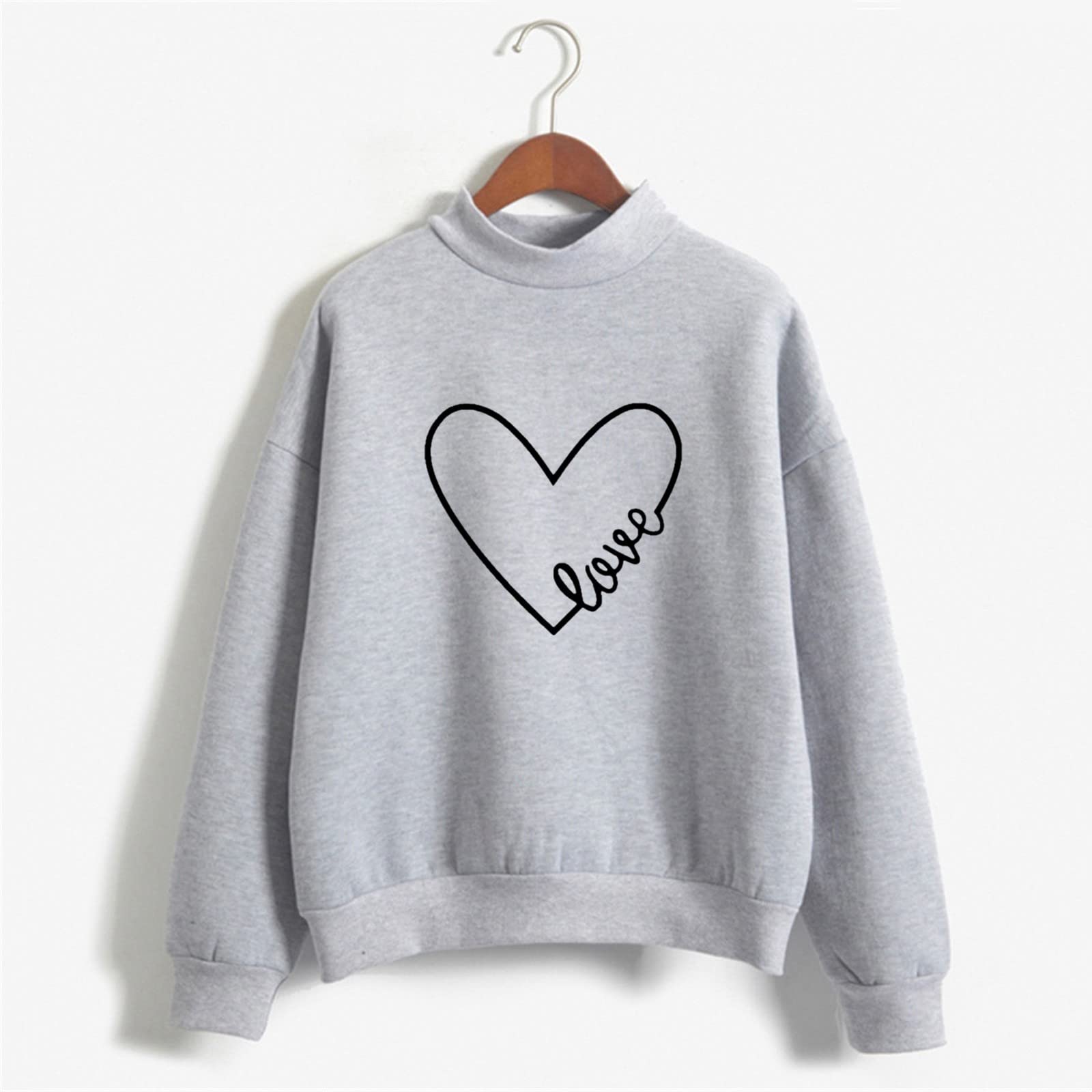 Crewneck Sweatshirts for Women Casual Cute Print Long Sleeve Pullover Lightweight Loose Fit Fleece Tops Fall Clothes