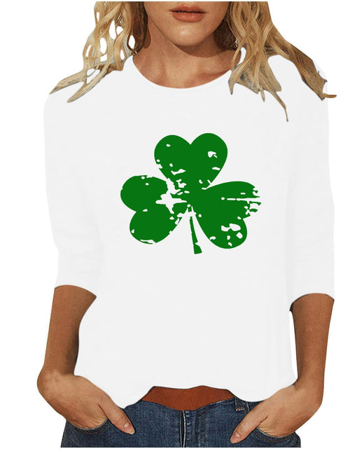 Load image into Gallery viewer, St Patricks Day Shirt Women 2025 Casual Plus Size 3/4 Sleeve Irish Clover Shirts Funny Saint Patrick's Tunic Tops
