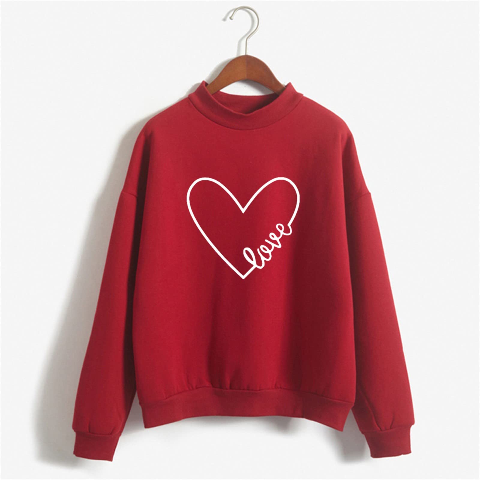 Crewneck Sweatshirts for Women Casual Cute Print Long Sleeve Pullover Lightweight Loose Fit Fleece Tops Fall Clothes