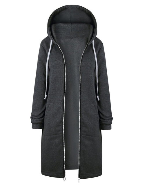 Load image into Gallery viewer, Long Hoodie for Women 2024 Casual Zip Up Drawstring Fleece Sweatshirt Oversized Jackets Coat Lightweight Fall Clothes
