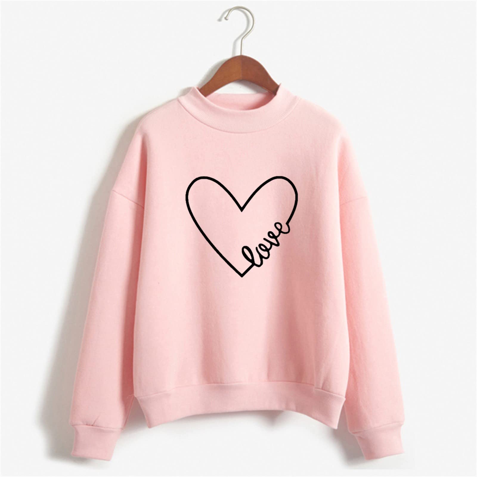 Crewneck Sweatshirts for Women Casual Cute Print Long Sleeve Pullover Lightweight Loose Fit Fleece Tops Fall Clothes