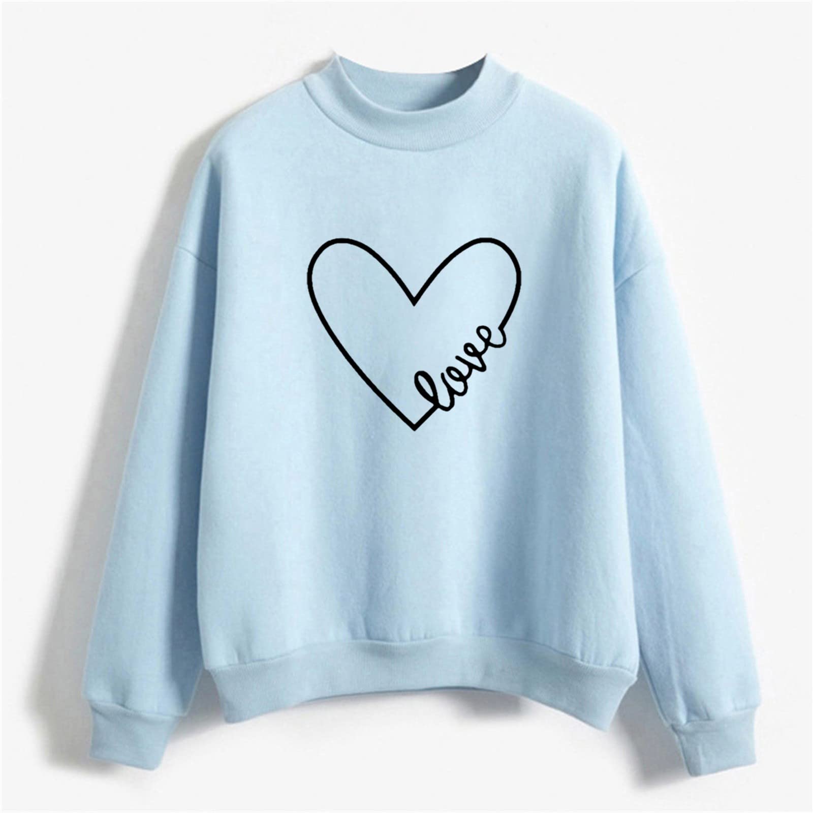 Crewneck Sweatshirts for Women Casual Cute Print Long Sleeve Pullover Lightweight Loose Fit Fleece Tops Fall Clothes