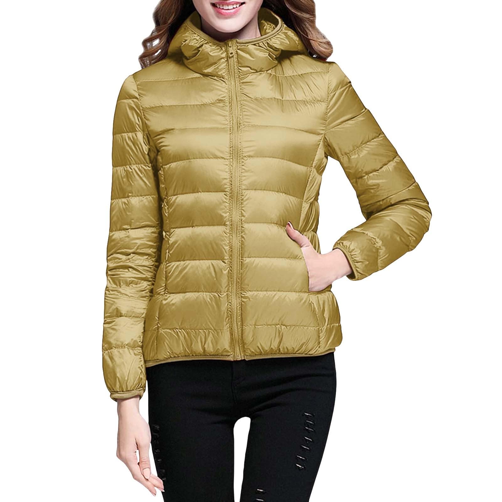 Lightweight Jacket for Women Short Button Down Hooded Jackets Trendy Slim Fit Bubble Coat Winter Warm Puffer Outwear