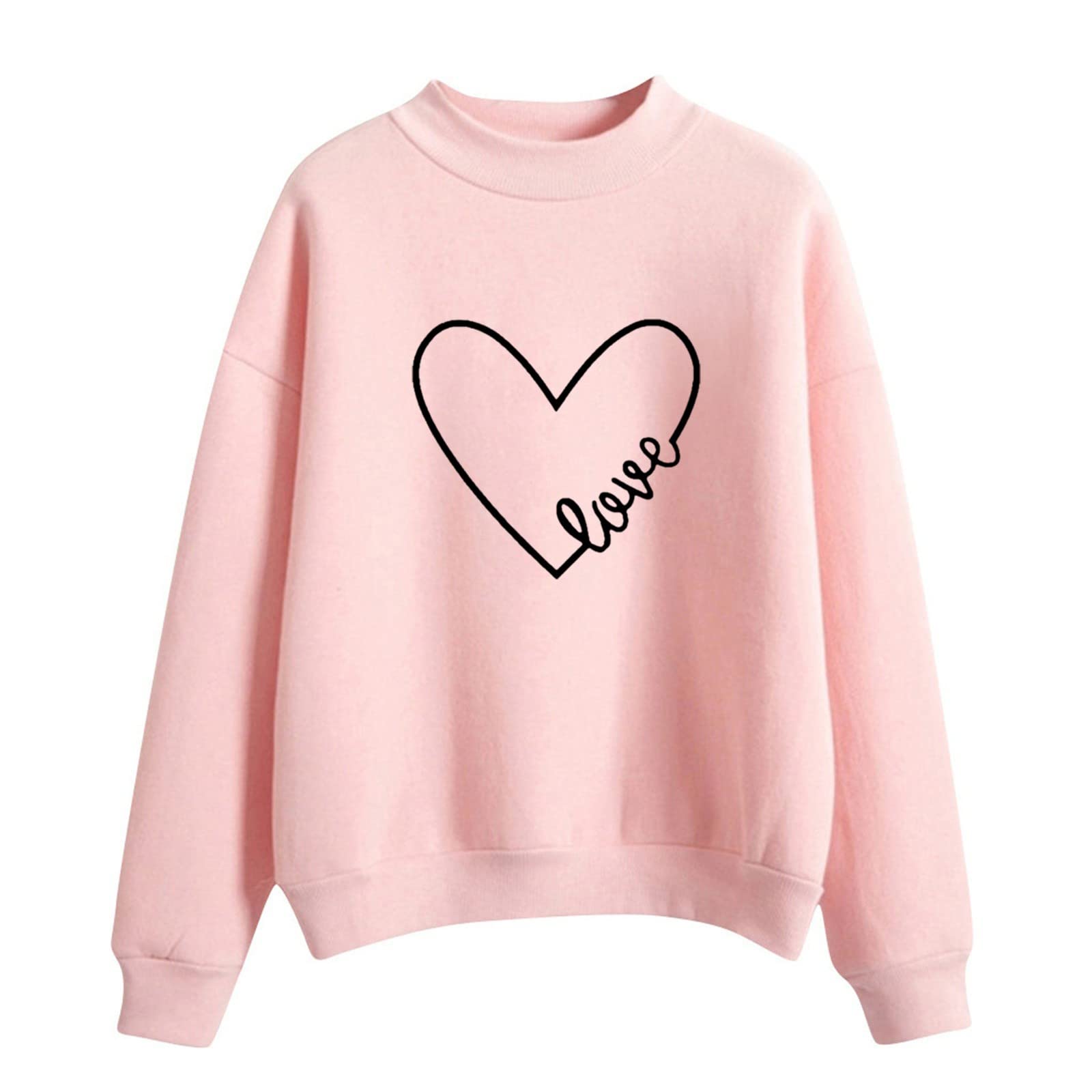 Crewneck Sweatshirts for Women Casual Cute Print Long Sleeve Pullover Lightweight Loose Fit Fleece Tops Fall Clothes